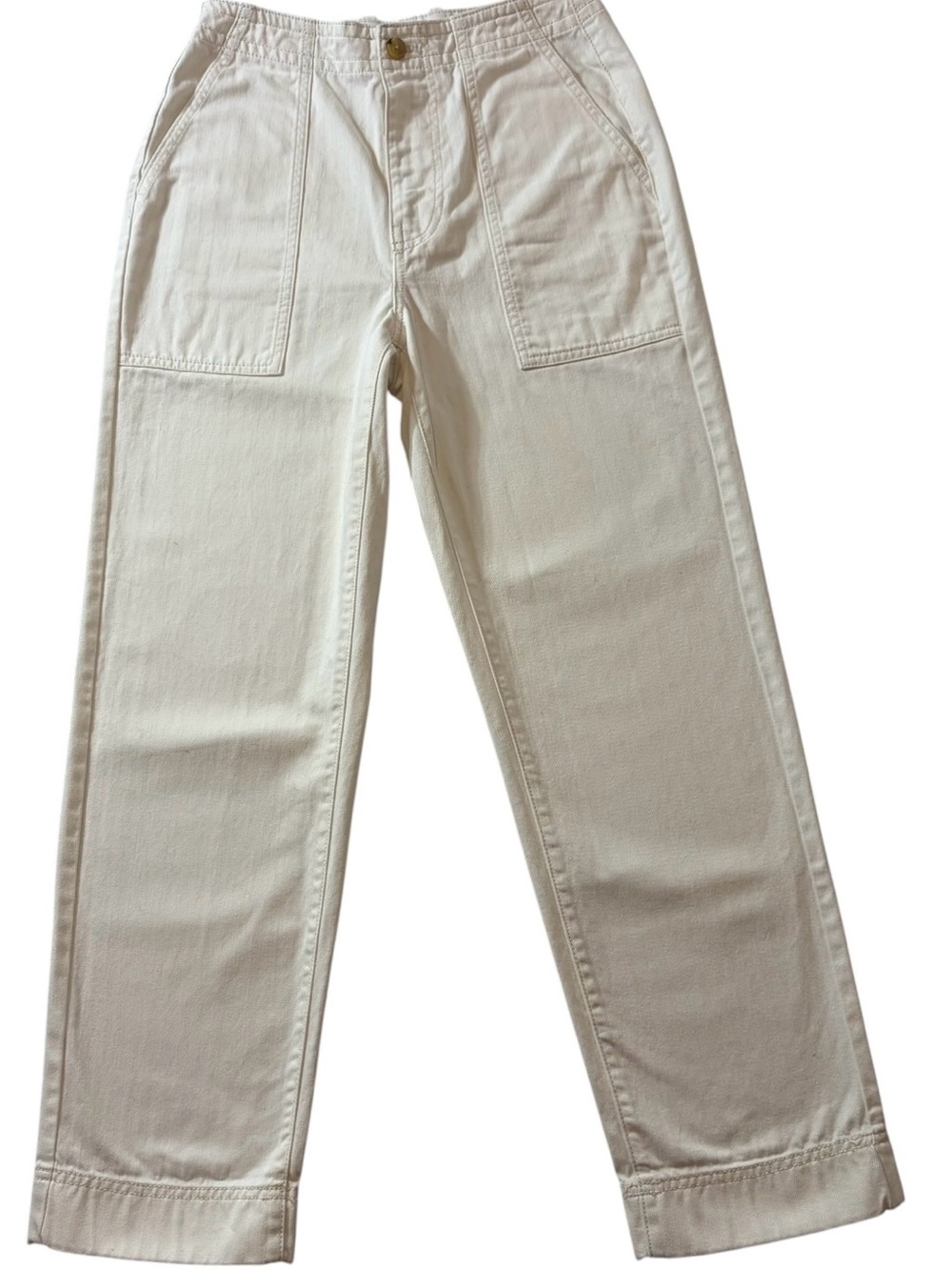 Everlane Organic Cotton Utility Pants Ecru Ivory Straight Leg Carpenter Size 0 - Picture 2 of 10
